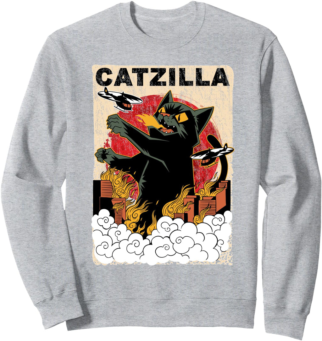 Original Cat Zilla Giant Cat Japanese Anime Hoodie - Unique Graphic Unisex - T-Shirt, Sweatshirt, Hoodie
