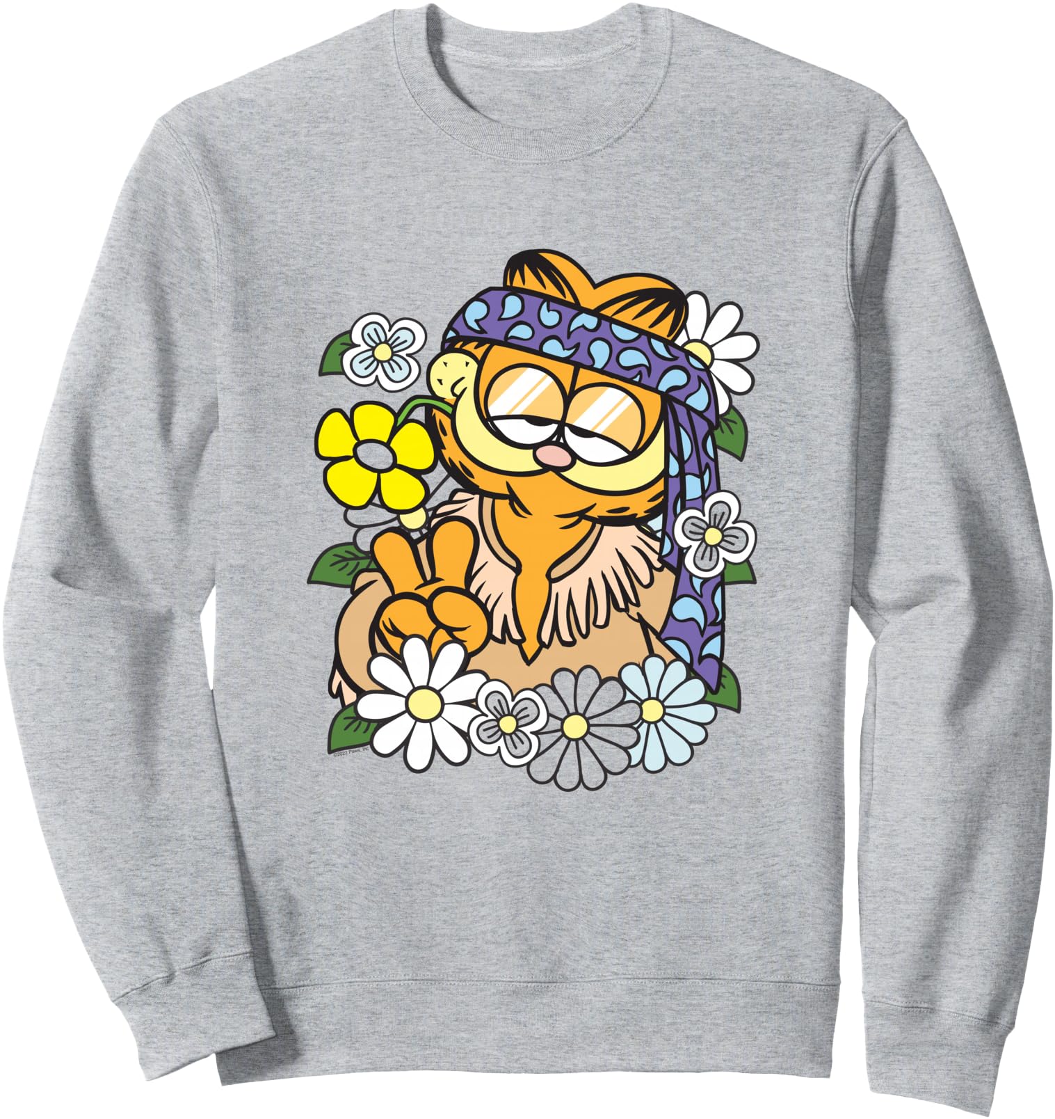 Original Garfield Hippie Flowers Cat Hoodie - Unique Graphic for Adults - T-Shirt, Sweatshirt, Hoodie