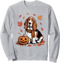Handcrafted Basset Hound Dog Pumpkin Fall Hoodie - Graphic Print Men Women - T-Shirt, Sweatshirt, Hoodie