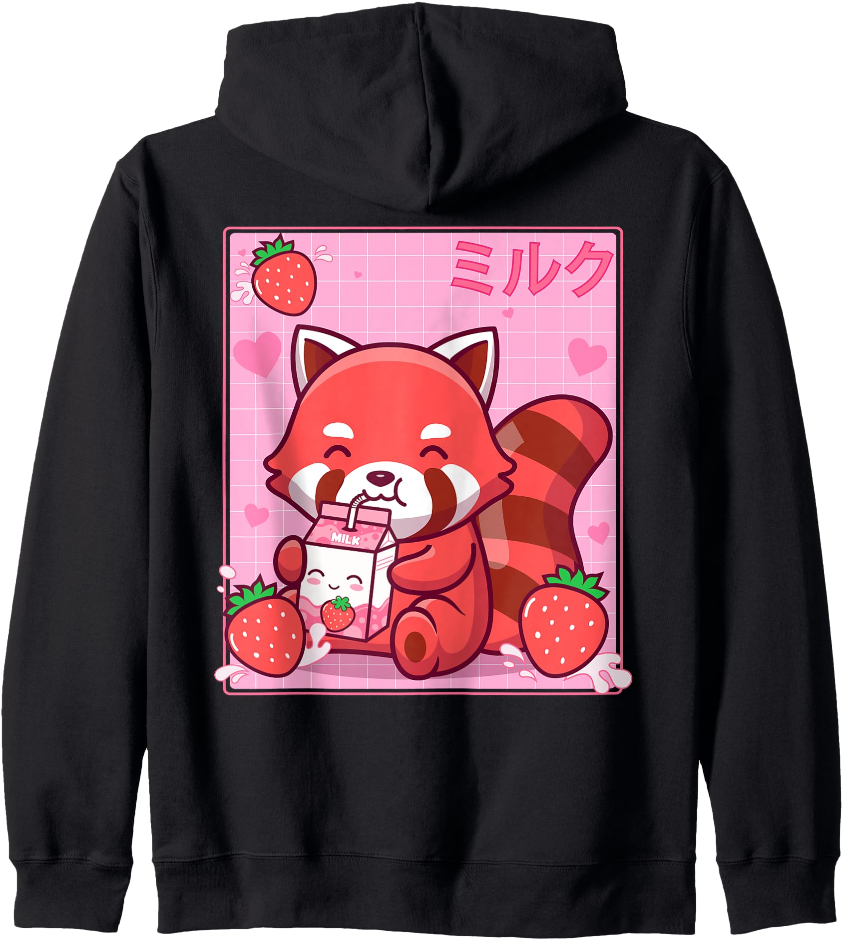 Authentic Kawaii Red Panda Strawberry Hoodie - Streetwear Style Men Women - T-Shirt, Sweatshirt, Hoodie