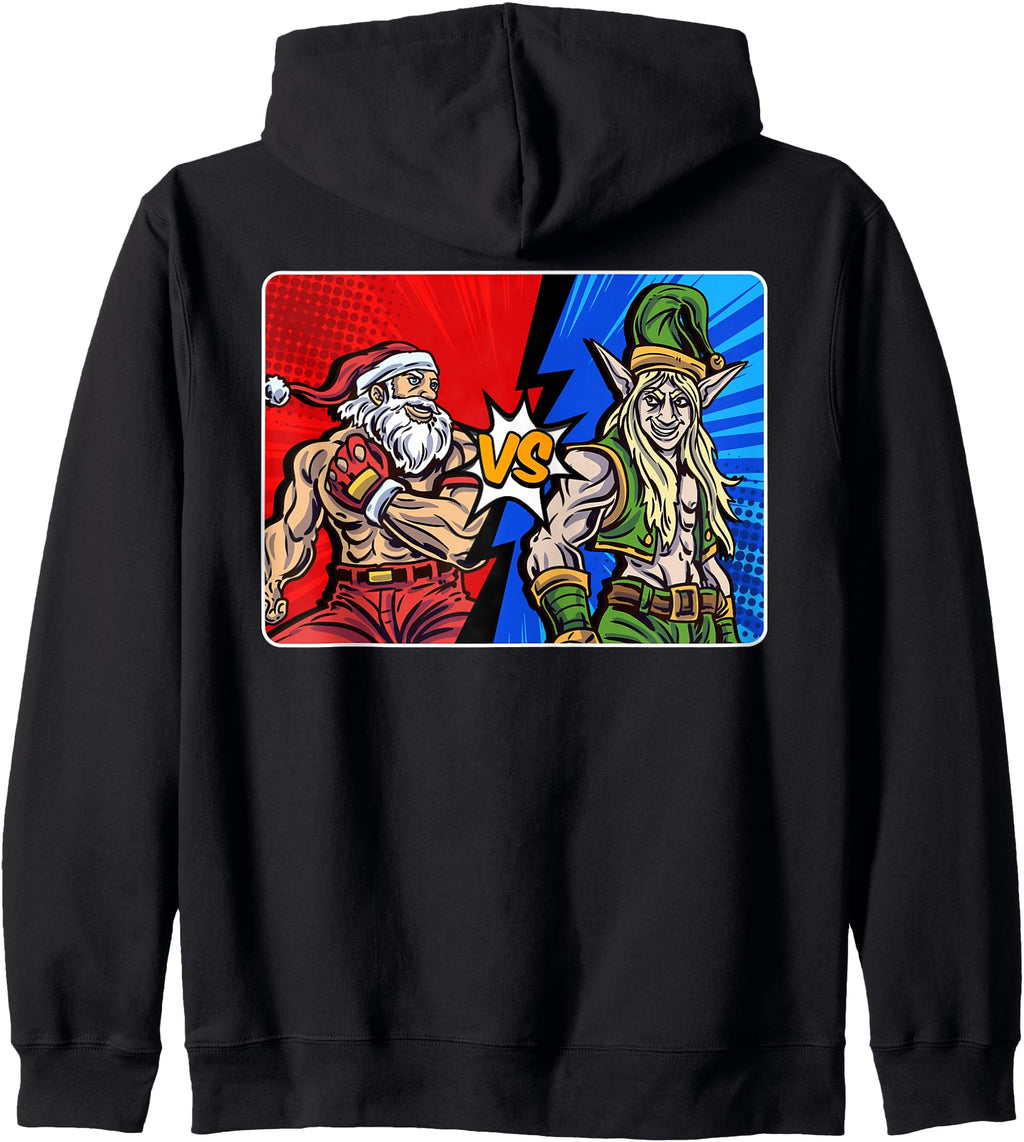 Authentic Santa Vs Elf Epic Comic Sweatshirt - Minimalist Print Men Women - T-Shirt, Sweatshirt, Hoodie