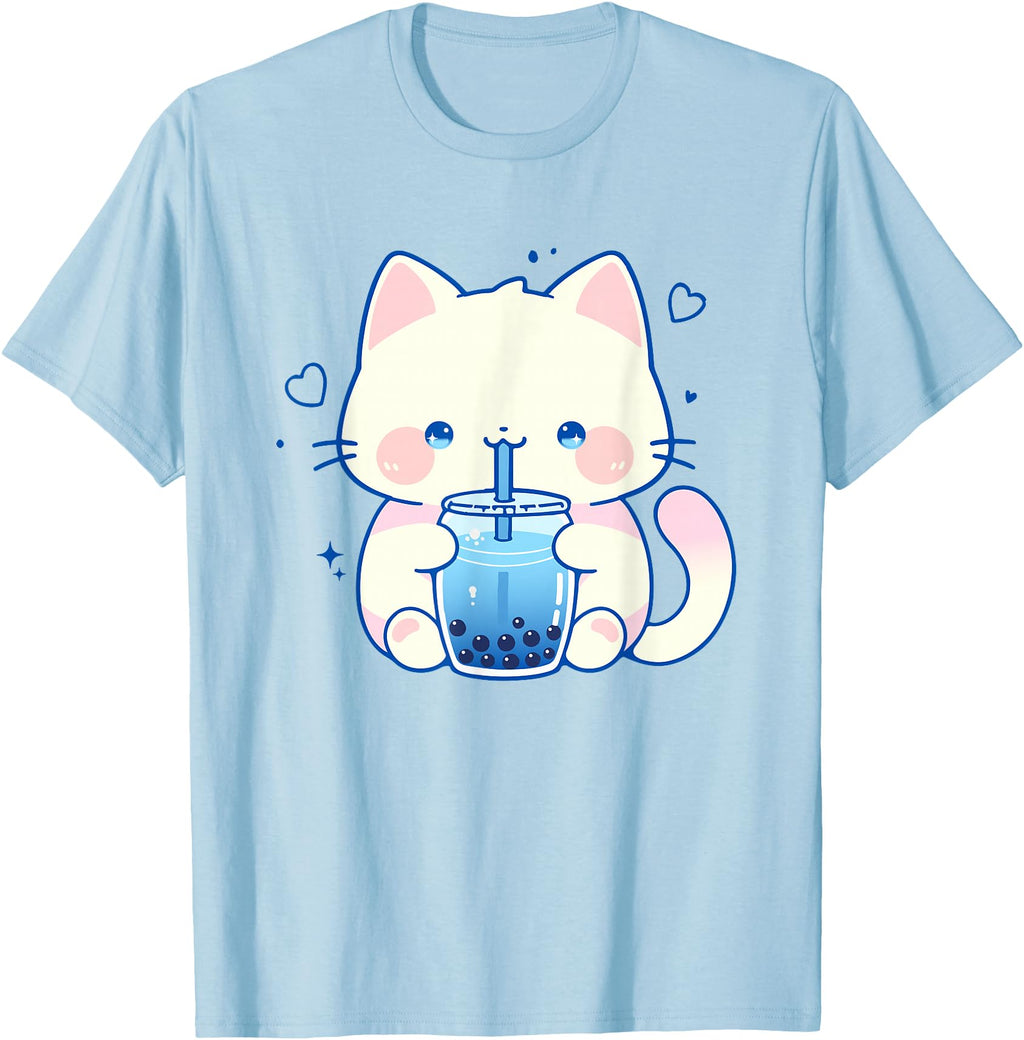 Original Kawaii Cat Boba Japanese T-Shirt - Aesthetic Graphic for Adults - T-Shirt, Sweatshirt, Hoodie