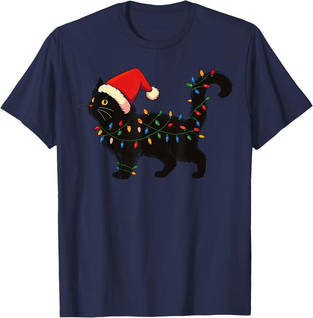 Original Black Cat Santa Hat T-Shirt - Casual Everyday Wear Men Women - T-Shirt, Sweatshirt, Hoodie