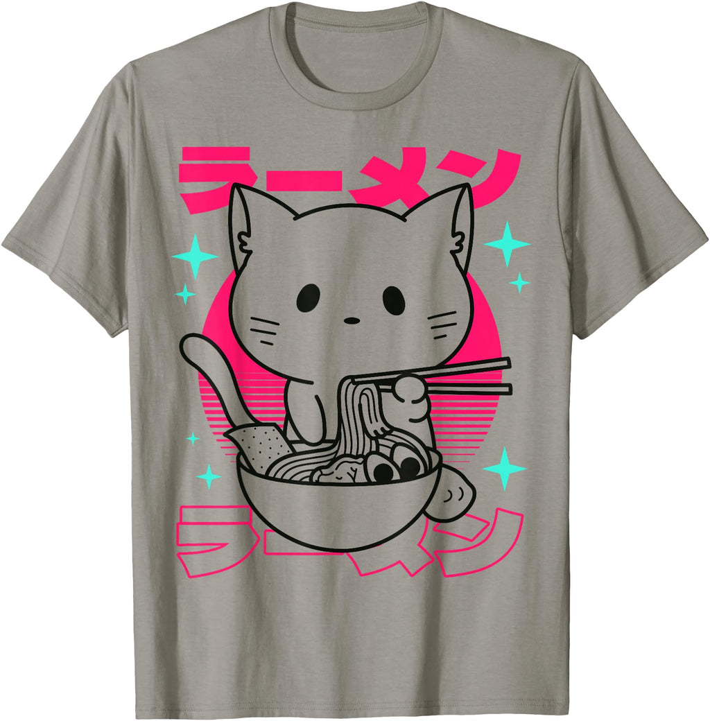 Original Anime Ramen Cat Japanese Noodles T-Shirt - Trendy Graphic Unisex - T-Shirt, Sweatshirt, Hoodie