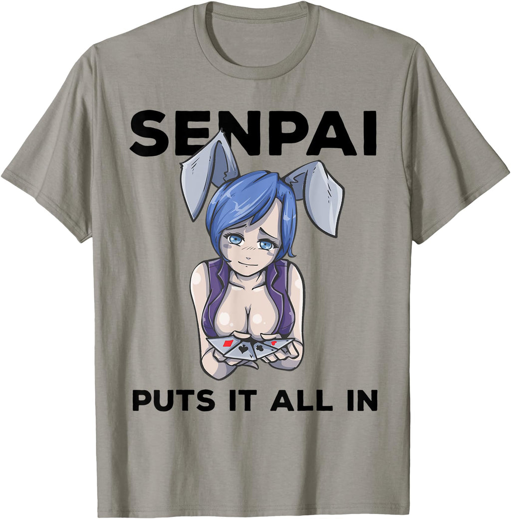 Handcrafted Mens Otaku Ahegao Poker T-Shirt - Custom Art Print Men Women - T-Shirt, Sweatshirt, Hoodie