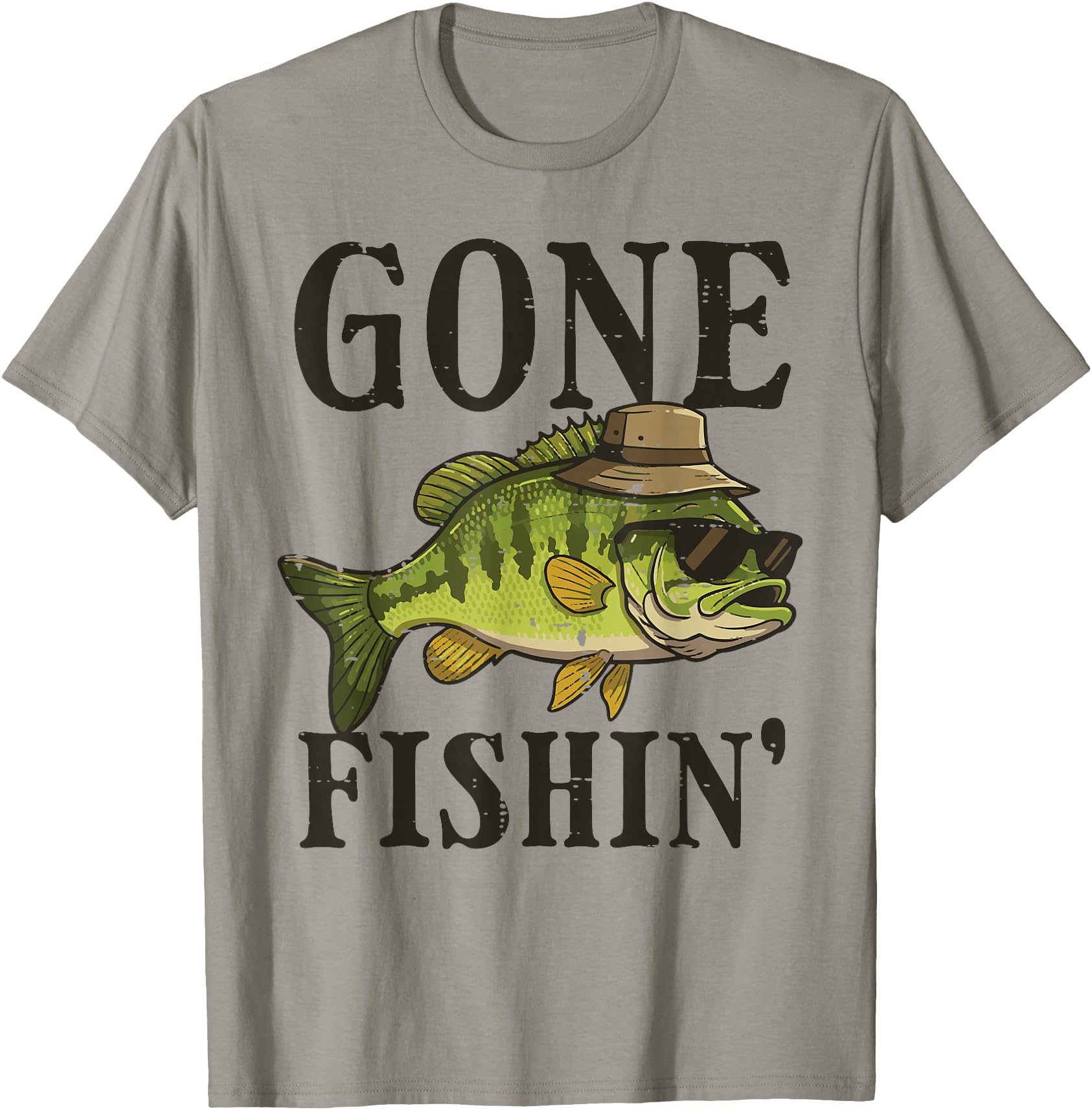 Gone Fishing Bass Fish Sunglasses Hoodie - Casual Everyday Wear Men Women - T-Shirt, Sweatshirt, Hoodie
