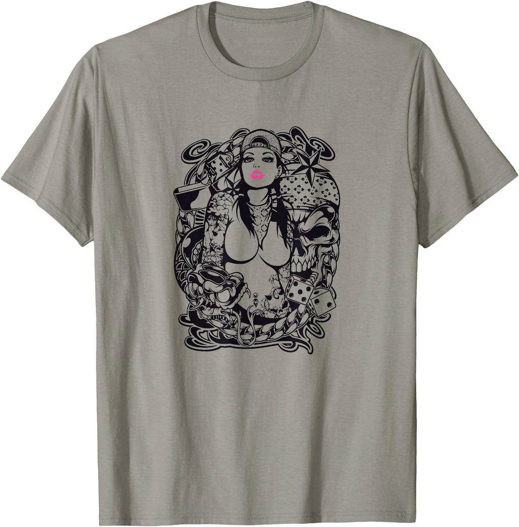 Tattoo Anime Manga Tattoo Art Motif T-Shirt - Fun Novelty Design for Adults - T-Shirt, Sweatshirt, Hoodie