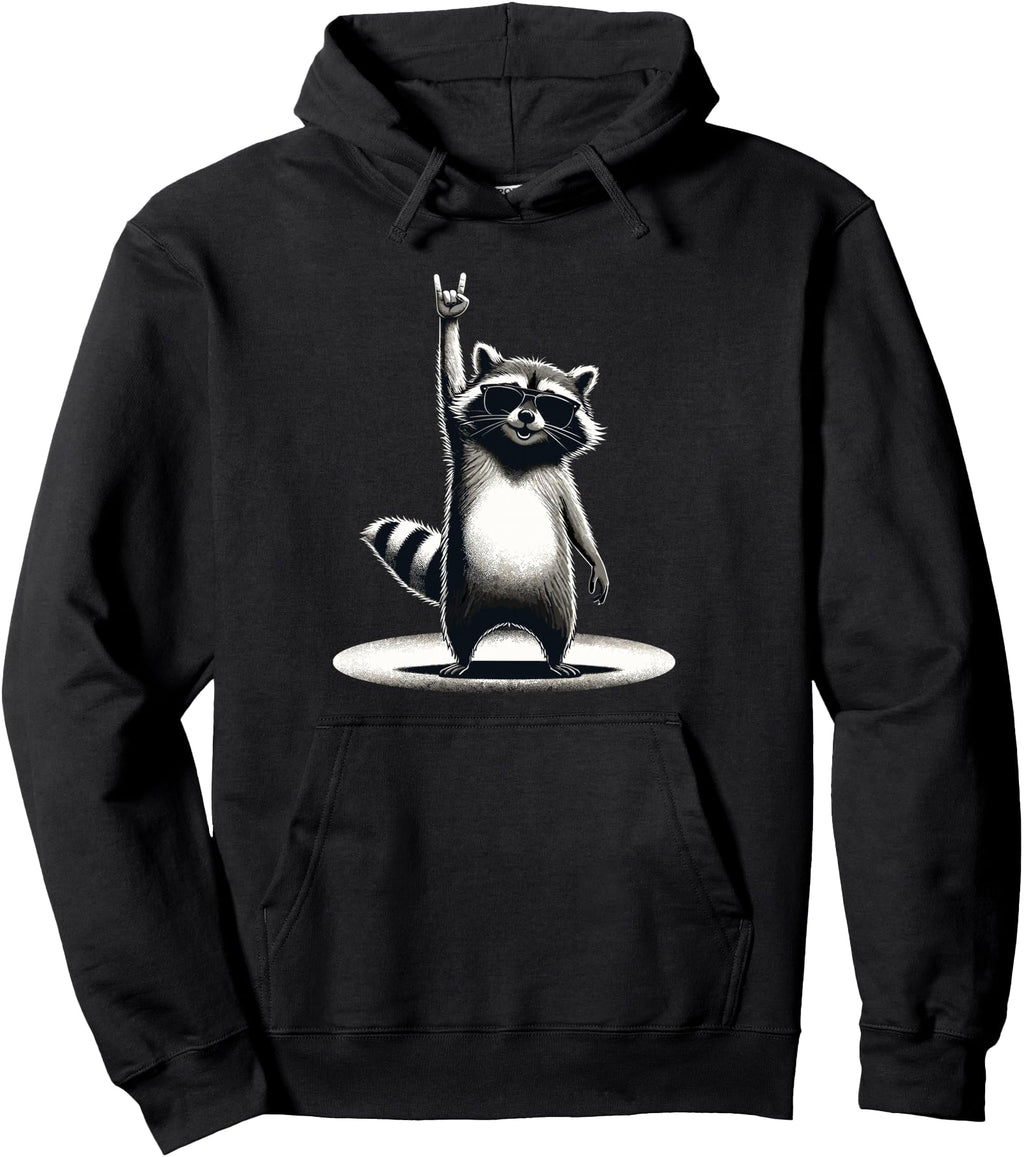 Raccoon Rock Music Raccoon Exclusive Hoodie - Minimalist Print for Adults - T-Shirt, Sweatshirt, Hoodie
