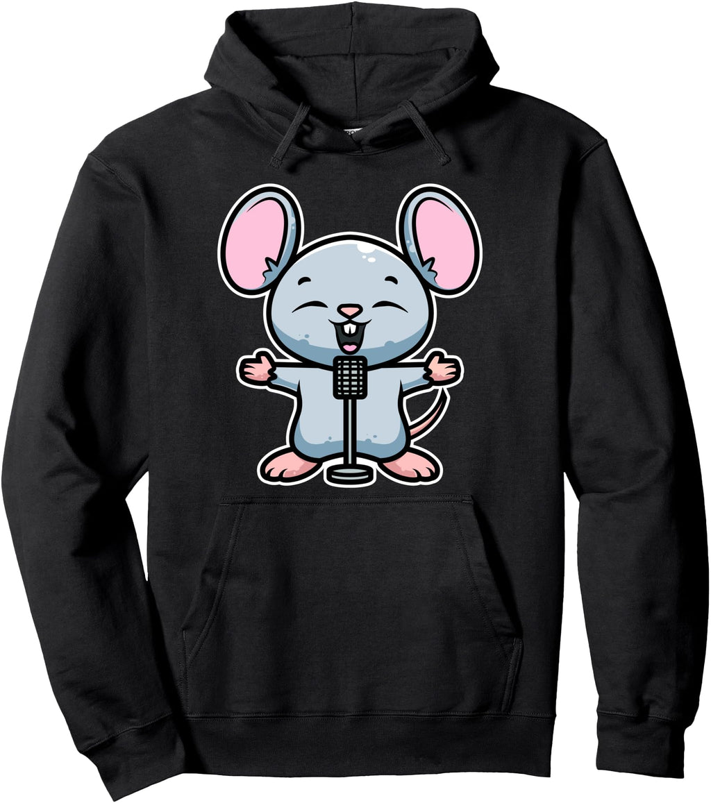 Mouse Sing Karaoke Kawaii Neko Anime Hoodie - Custom Art Print Men Women - T-Shirt, Sweatshirt, Hoodie