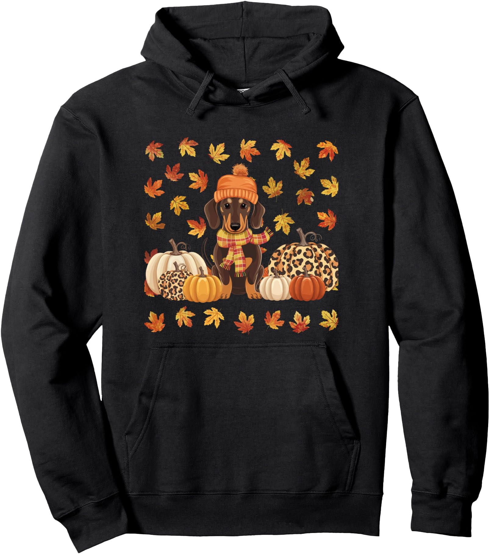 Handcrafted Fall Dachshund Autumn T-Shirt - Unique Graphic Men Women - T-Shirt, Sweatshirt, Hoodie