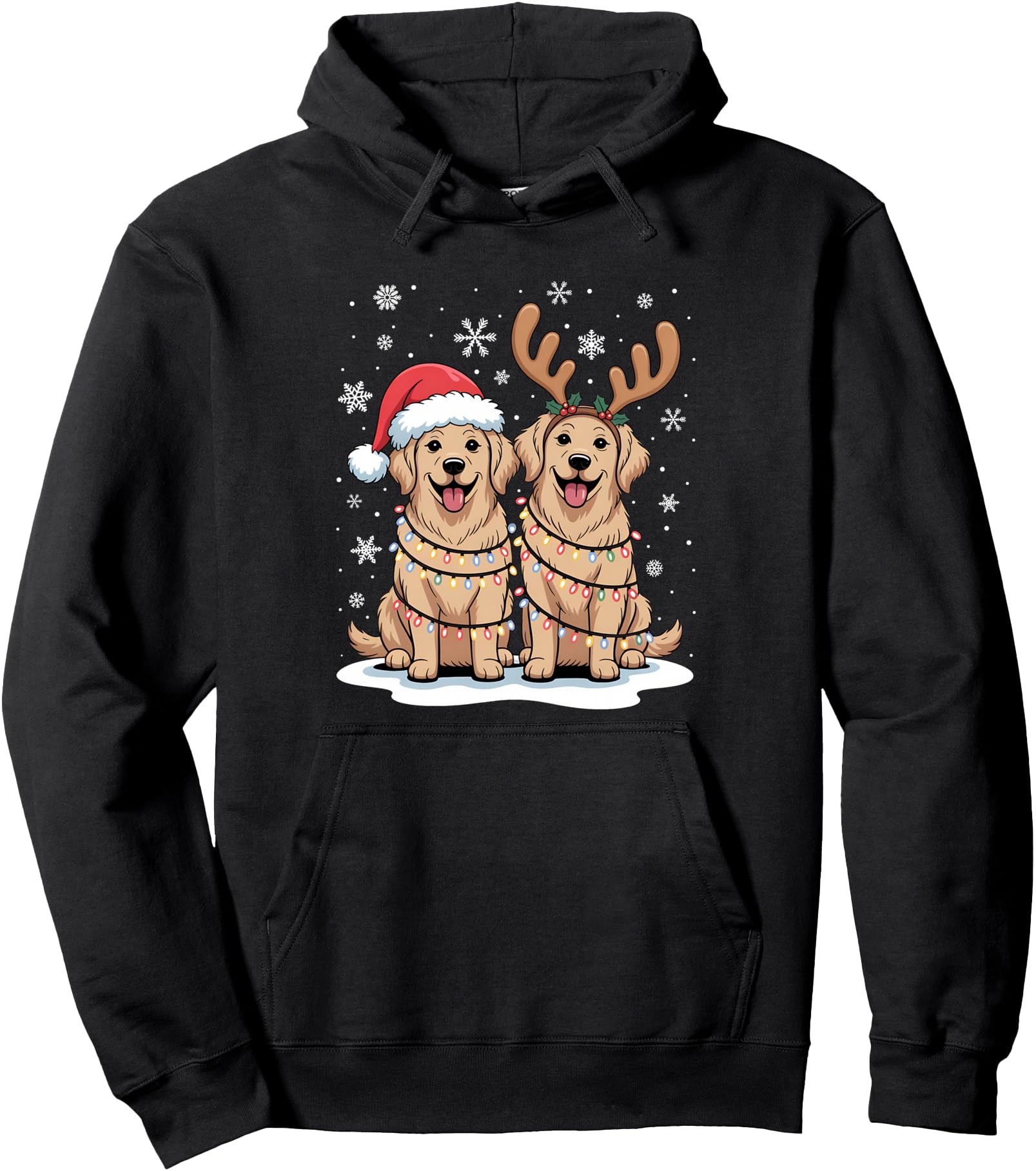 Handcrafted Golden Retriever Santa Hat T-Shirt - Graphic Print Unisex - T-Shirt, Sweatshirt, Hoodie