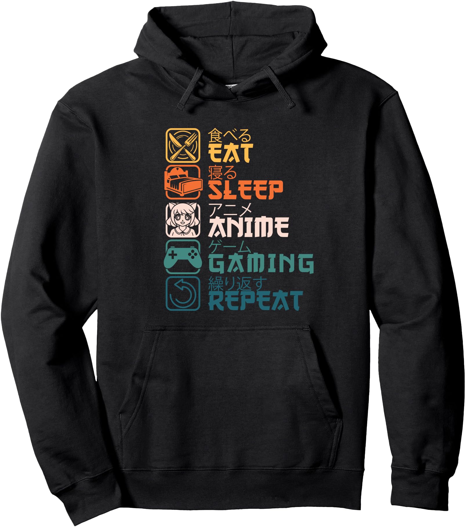 Eat Sleep Anime Gaming Repeat Kawaii T-Shirt - Trendy Graphic Men Women - T-Shirt, Sweatshirt, Hoodie