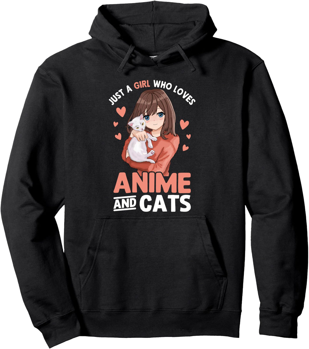 Anime And Cats Just Who Loves Hoodie - Casual Everyday Wear Men Women - T-Shirt, Sweatshirt, Hoodie