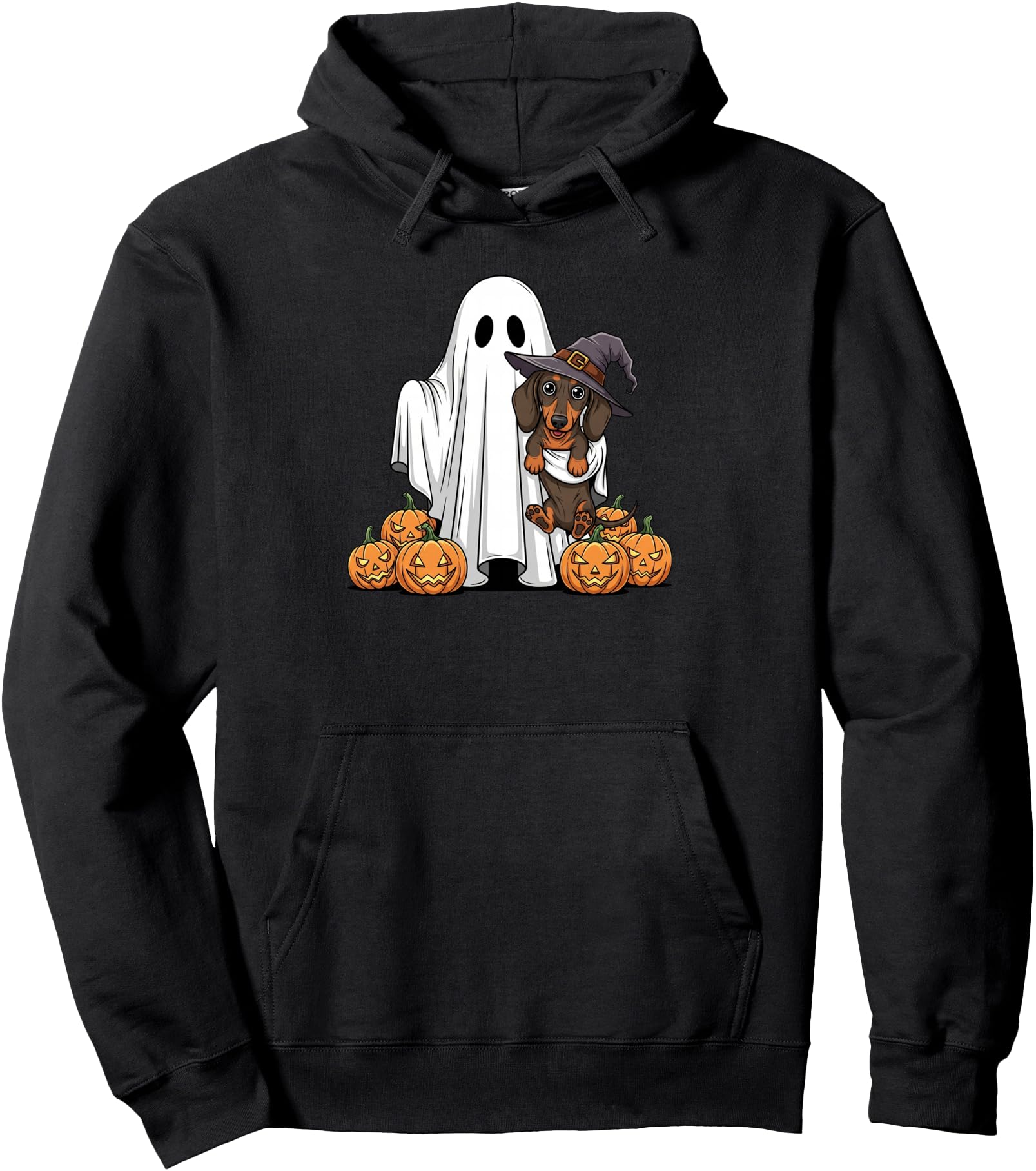 Authentic Ghost Dachshund Pumpkin Hoodie - Streetwear Style Unisex - T-Shirt, Sweatshirt, Hoodie