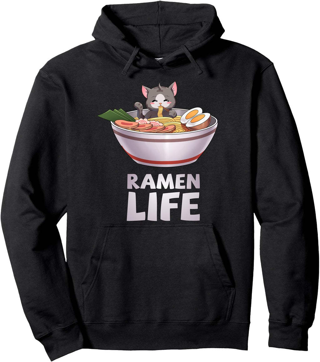 Ramen Life Cat Japanese Kawaii Sweatshirt - Minimalist Print for Adults - T-Shirt, Sweatshirt, Hoodie