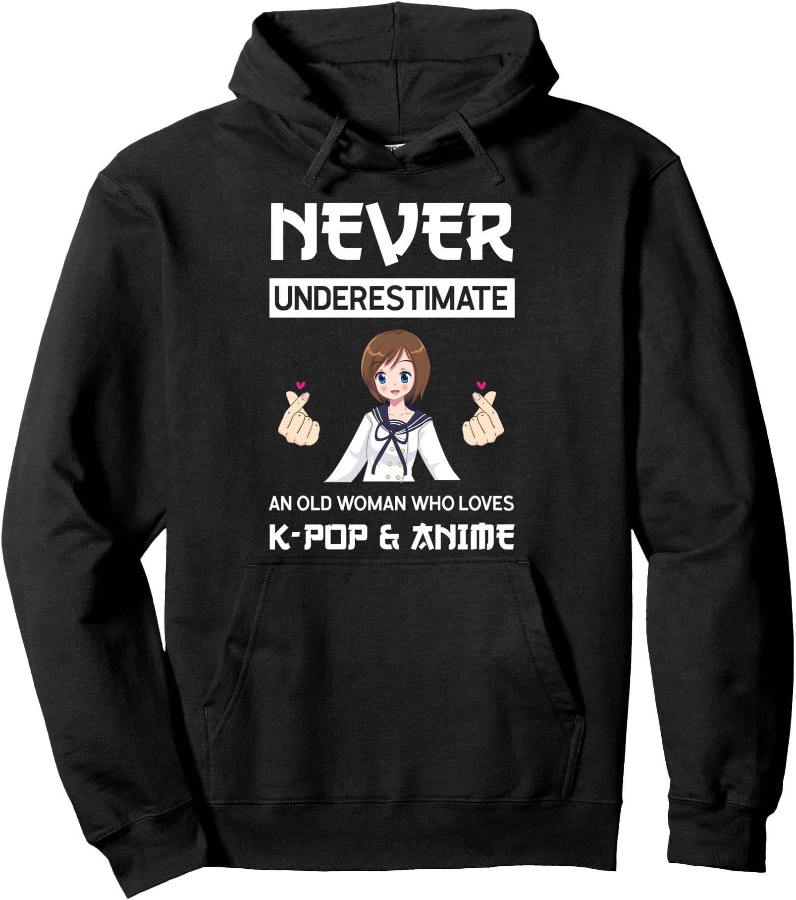 Never Underestimate Loves K Pop Anime T-Shirt - Unique Graphic for Adults - T-Shirt, Sweatshirt, Hoodie