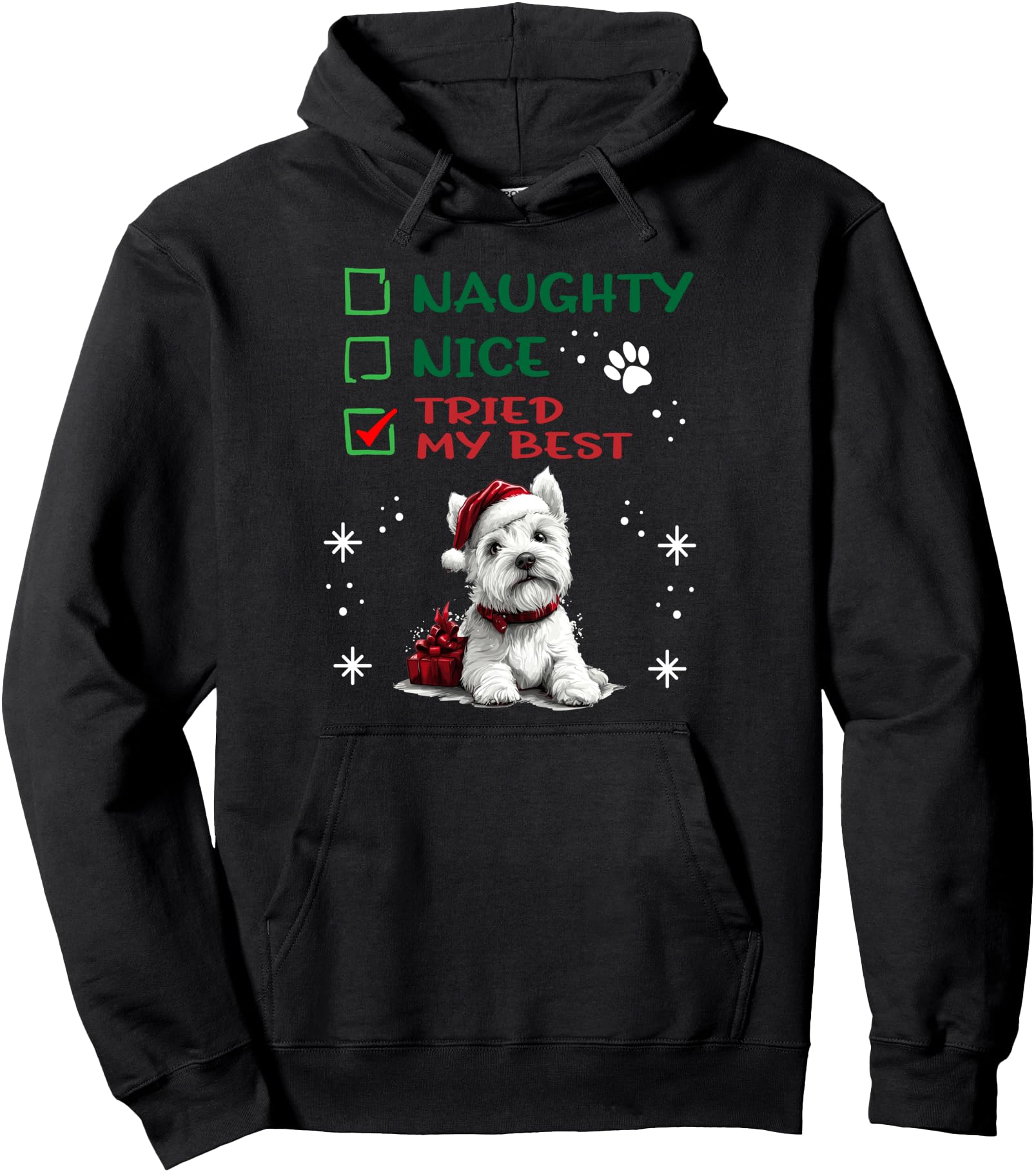 West Highland White Terrier Dog Hoodie - Custom Art Print for Adults - T-Shirt, Sweatshirt, Hoodie