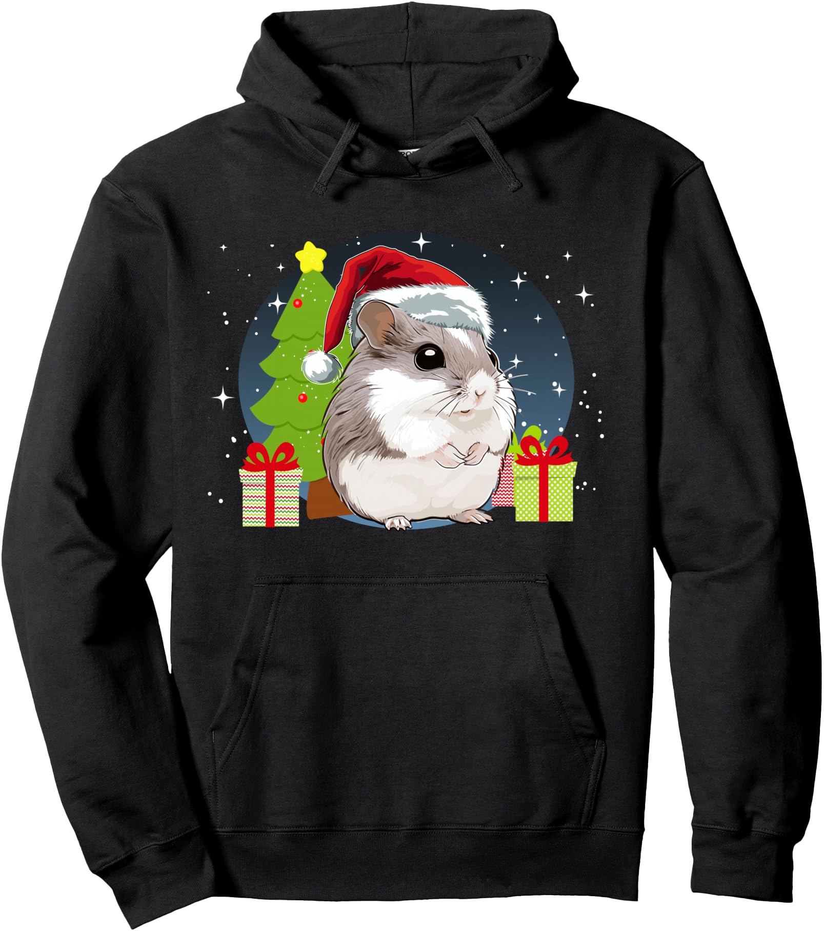 Handcrafted Hamster Santa Hat T-Shirt - Minimalist Print for Adults - T-Shirt, Sweatshirt, Hoodie