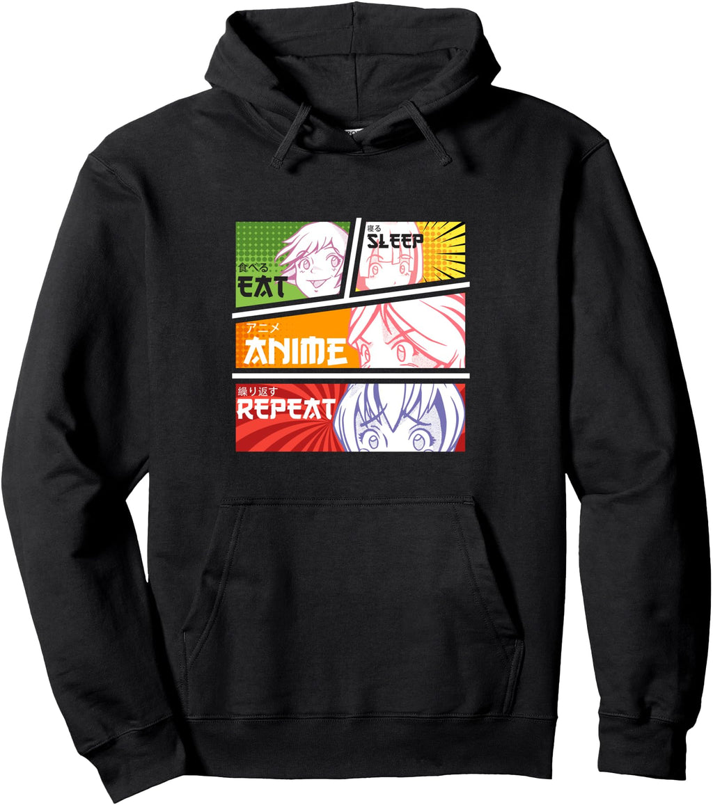 Authentic Eat Sleep Anime Repeat T-Shirt - Fun Novelty Design Men Women - T-Shirt, Sweatshirt, Hoodie