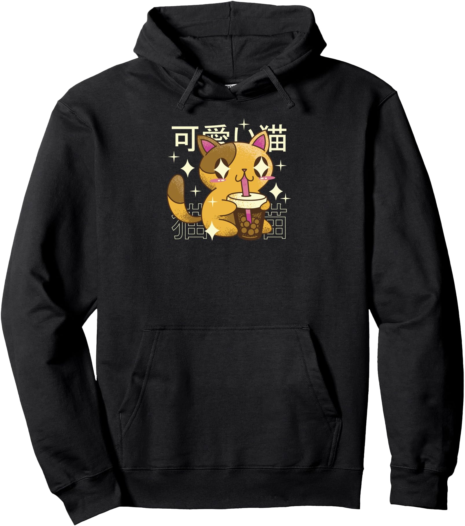 Bubble Tea Cat Kawaii Neko Kitty Anime Hoodie - Graphic Print for Adults - T-Shirt, Sweatshirt, Hoodie