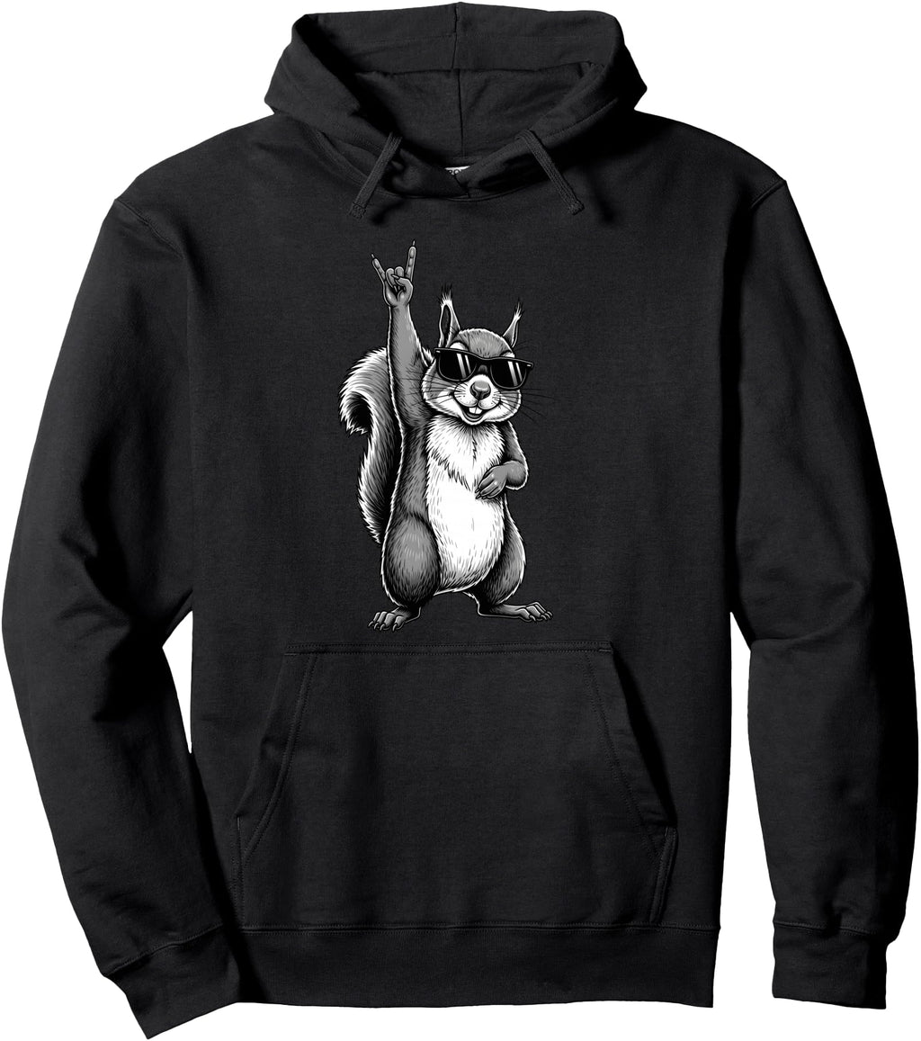 Handcrafted Squirrel Rock Music Squirrel Hoodie - Novelty Apparel Unisex - T-Shirt, Sweatshirt, Hoodie