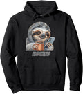 Authentic Sloth Phone Scrolling Coffee Hoodie - Unique Graphic Men Women - T-Shirt, Sweatshirt, Hoodie