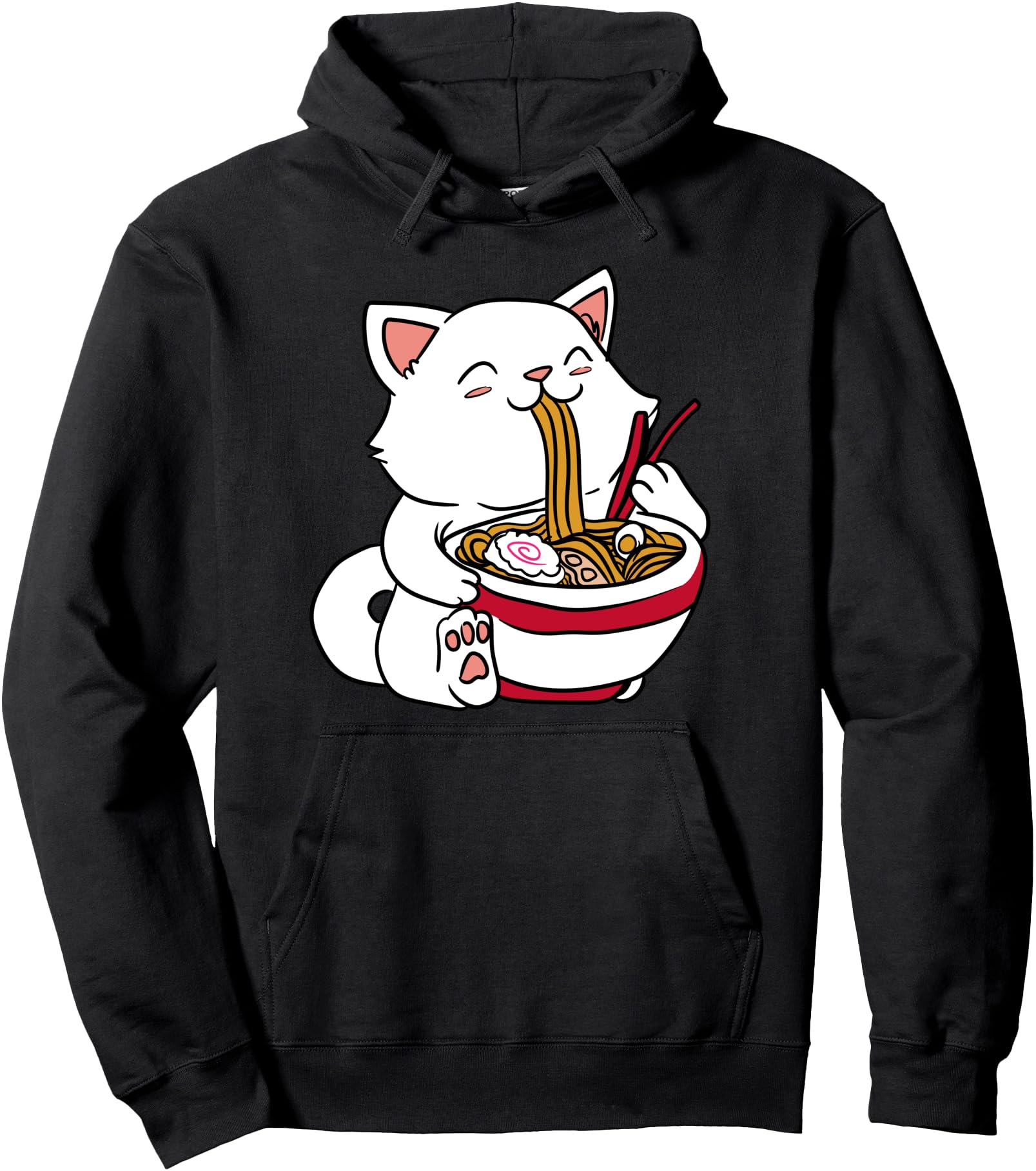 Original Kawaii Cat Eating Ramen Hoodie - Casual Everyday Wear Men Women - T-Shirt, Sweatshirt, Hoodie