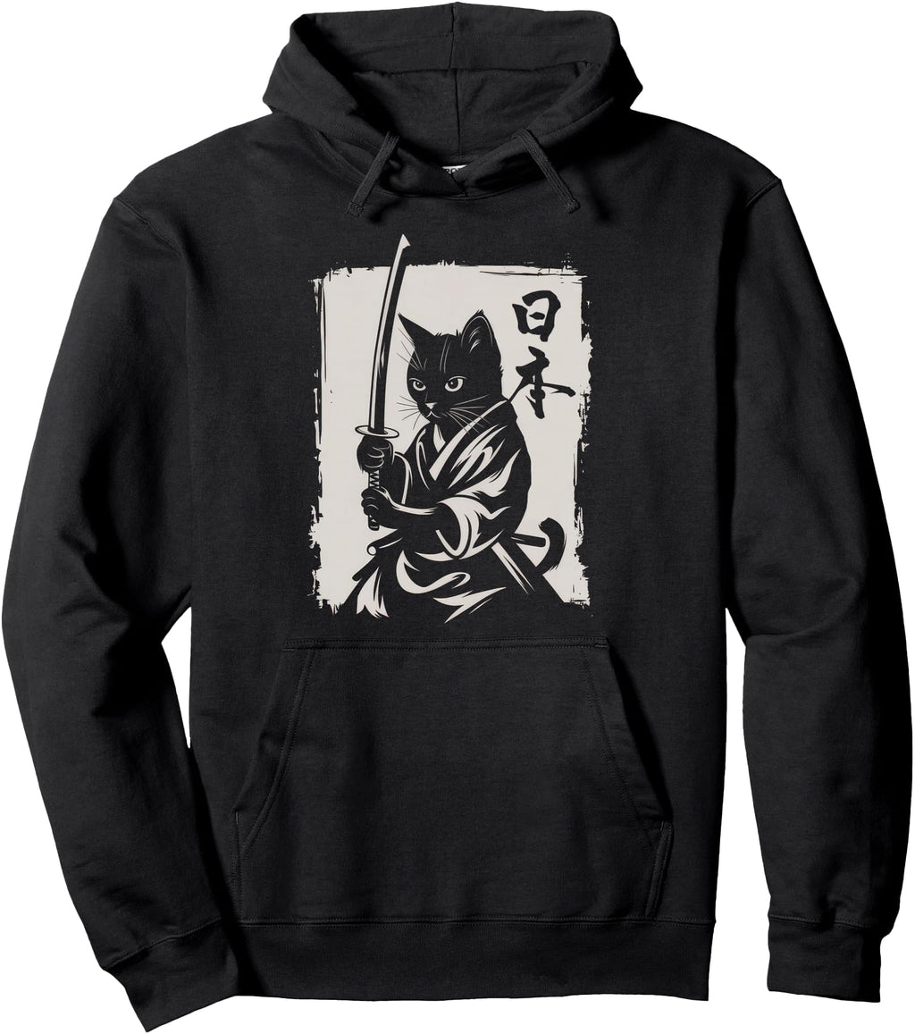 Samurai Cat Ukiyo E Warrior Kanji T-Shirt - Custom Art Print Men Women - T-Shirt, Sweatshirt, Hoodie