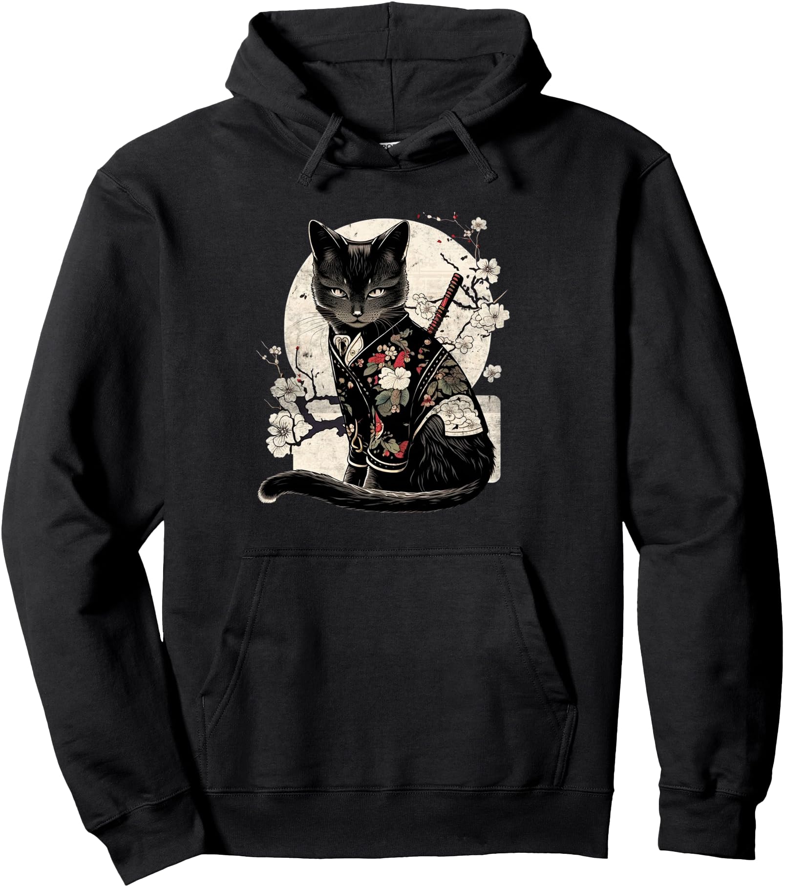 Japanese Samurai Ninja Cat Kawaii T-Shirt - Fun Novelty Design for Adults - T-Shirt, Sweatshirt, Hoodie