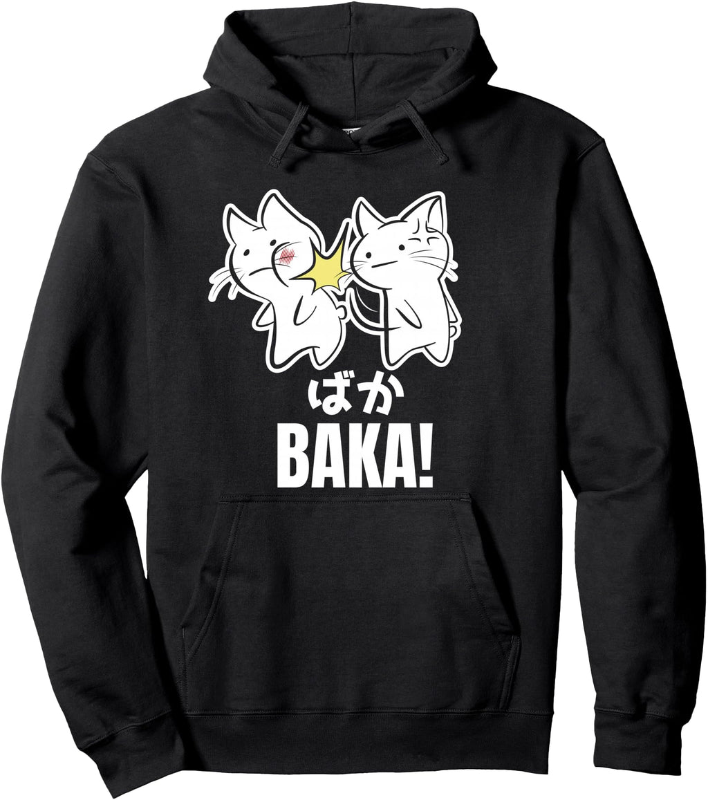 Authentic Anime Baka Cat Kitten Slap Hoodie - Minimalist Print for Adults - T-Shirt, Sweatshirt, Hoodie