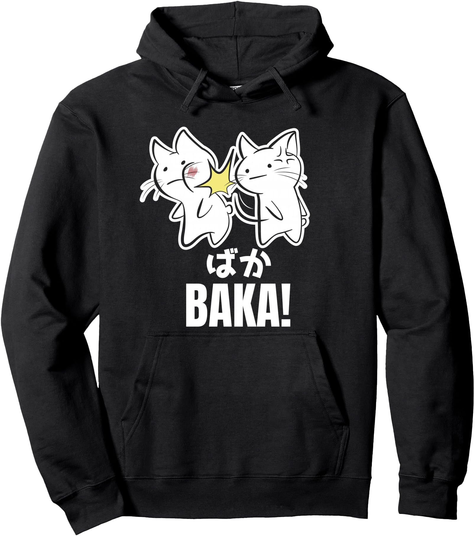 Authentic Anime Baka Cat Kitten Slap Hoodie - Minimalist Print for Adults - T-Shirt, Sweatshirt, Hoodie
