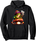 Hippie Frog Smoking Marijuana Mushrooms Hoodie - Aesthetic Graphic Unisex - T-Shirt, Sweatshirt, Hoodie