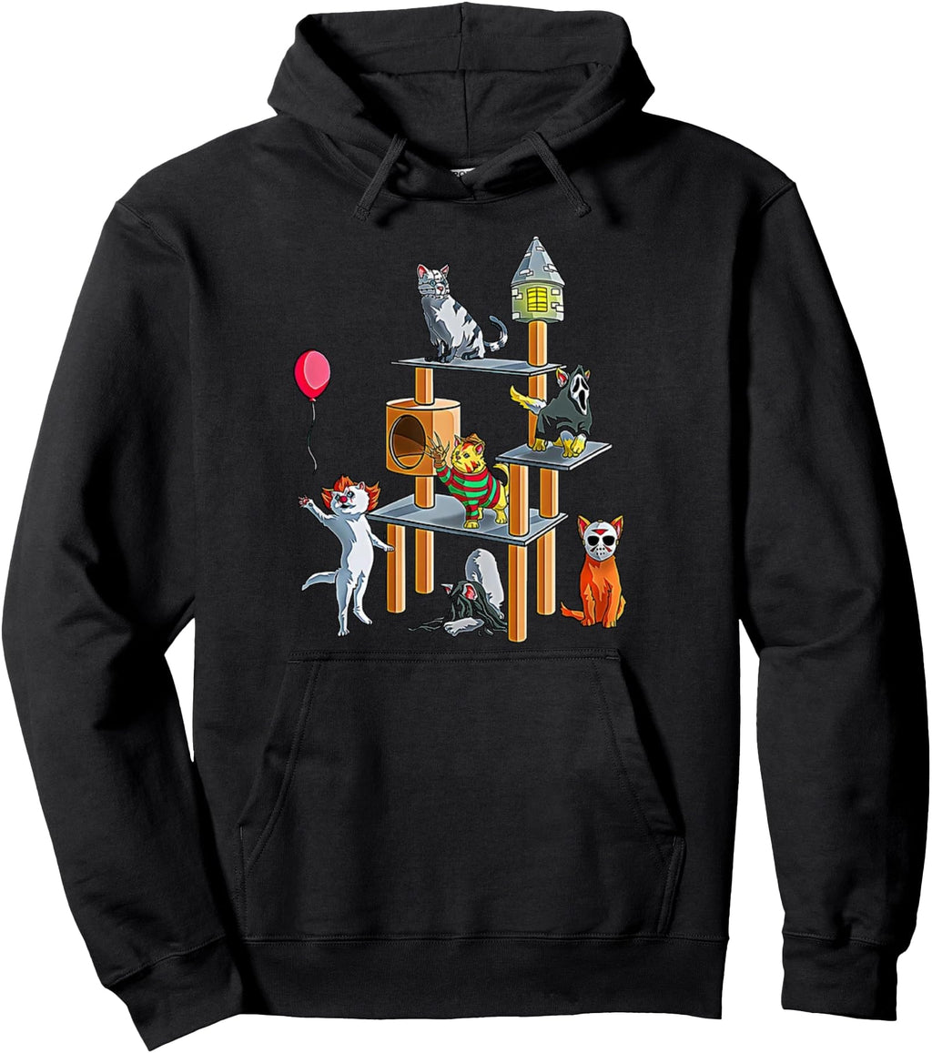 Original Horror Movie Icons Cats Hoodie - Fun Novelty Design for Adults - T-Shirt, Sweatshirt, Hoodie