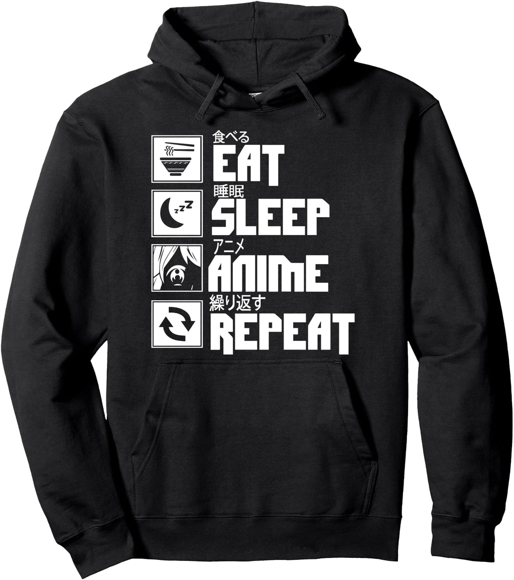 Eat Sleep Anime Repeat Japanese Aesthetic T-Shirt - Novelty Apparel Unisex - T-Shirt, Sweatshirt, Hoodie