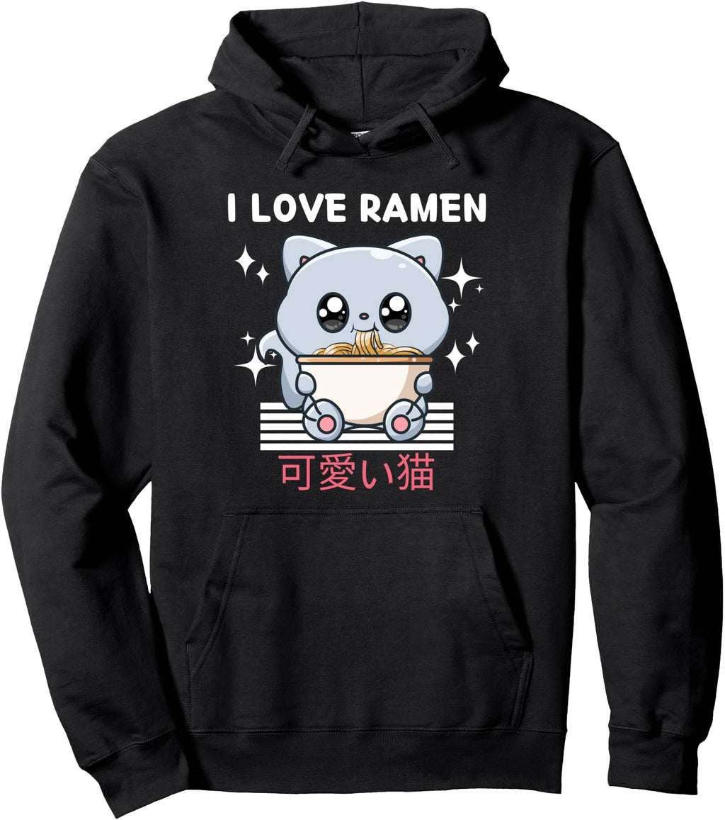 Exclusive I Love Ramen Kawaii Cat T-Shirt - Custom Art Print Men Women - T-Shirt, Sweatshirt, Hoodie
