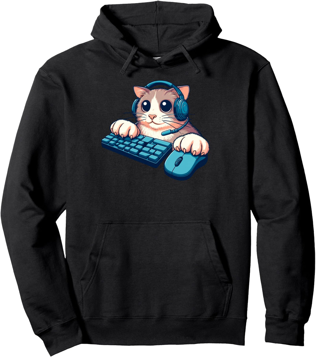 Handcrafted Cat Pc Gamer Video Game Hoodie - Novelty Apparel for Adults - T-Shirt, Sweatshirt, Hoodie