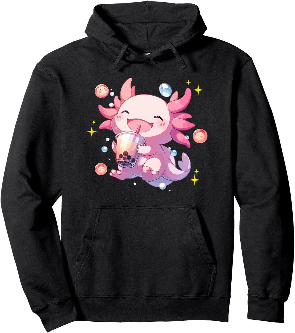 Handcrafted Kawaii Axolotl Boba T-Shirt - Custom Art Print Men Women - T-Shirt, Sweatshirt, Hoodie
