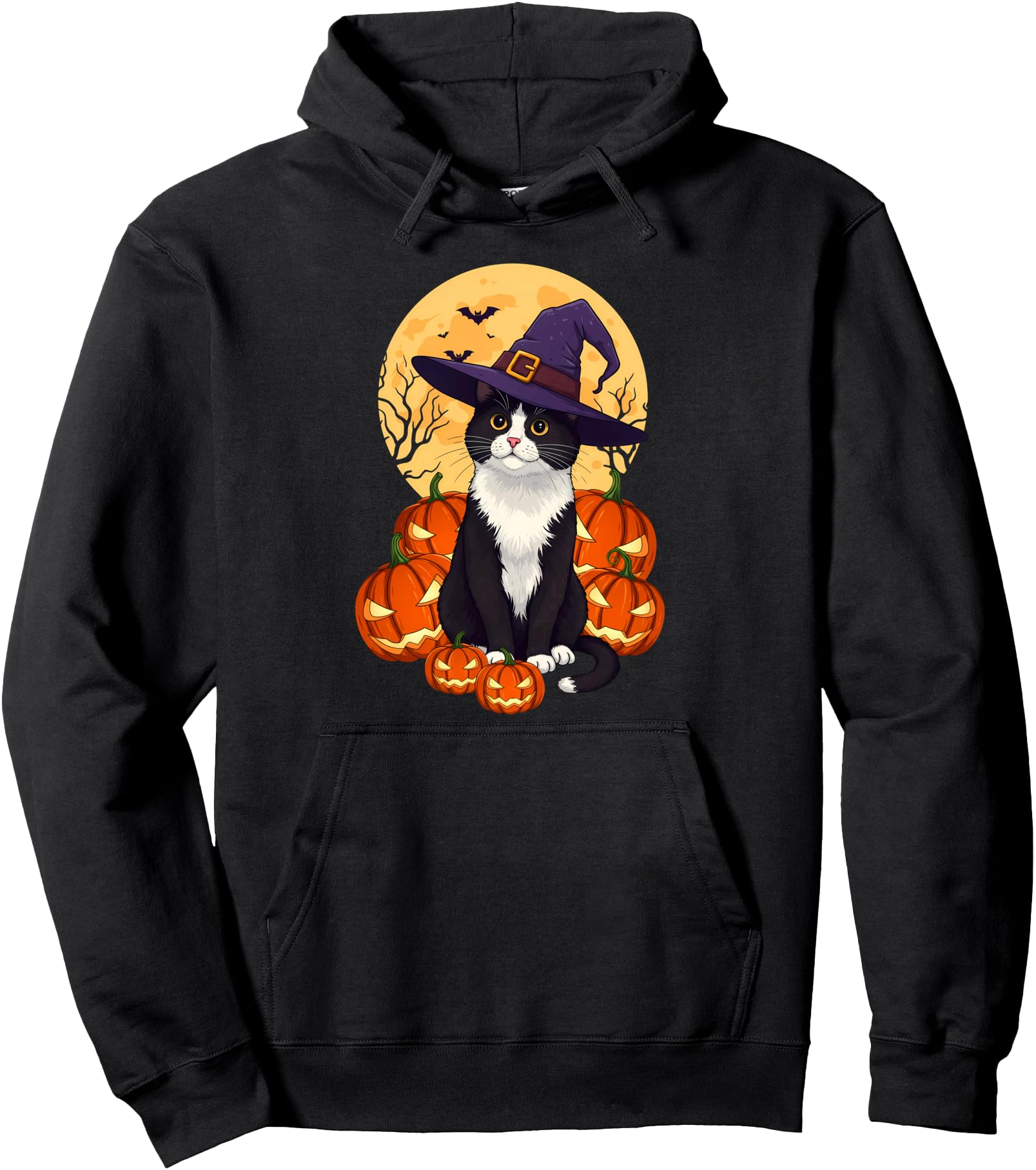 Black Cat Halloween Pumpkin Sweatshirt - Casual Everyday Wear Men Women - T-Shirt, Sweatshirt, Hoodie