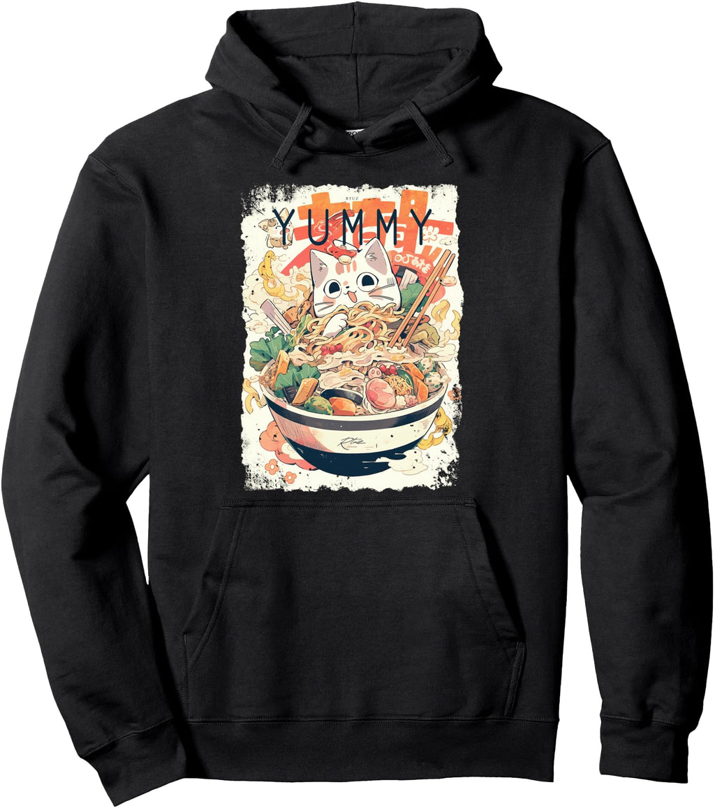 Ramen Noodles Cat Japan Y2K Kawaii Cats Hoodie - Fun Novelty Design Unisex - T-Shirt, Sweatshirt, Hoodie