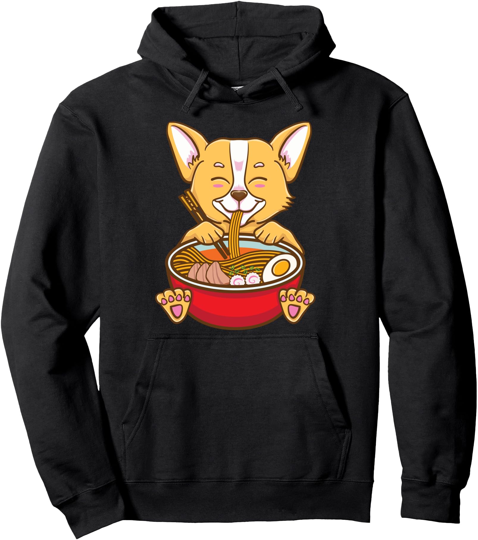 Original Corgi Eating Ramen Kawaii Anime Hoodie - Graphic Print Men Women - T-Shirt, Sweatshirt, Hoodie