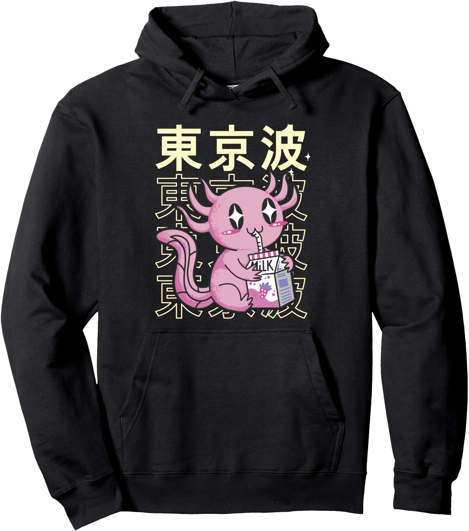 Authentic Kawaii Axolotl Strawberry Milk Hoodie - Trendy Graphic Unisex - T-Shirt, Sweatshirt, Hoodie