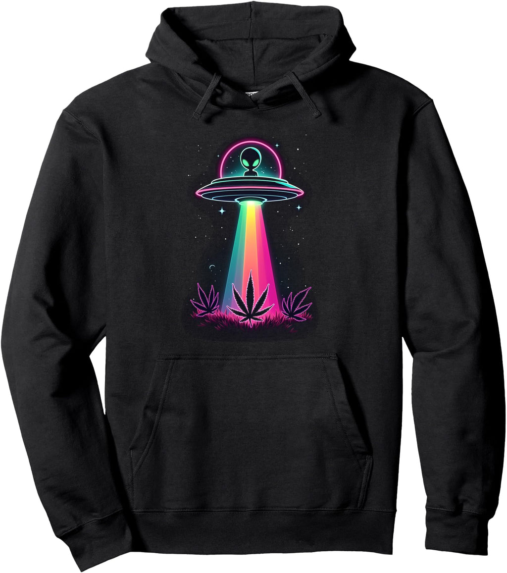 Handcrafted Alien Weed Ufo Sweatshirt - Casual Everyday Wear Unisex - T-Shirt, Sweatshirt, Hoodie