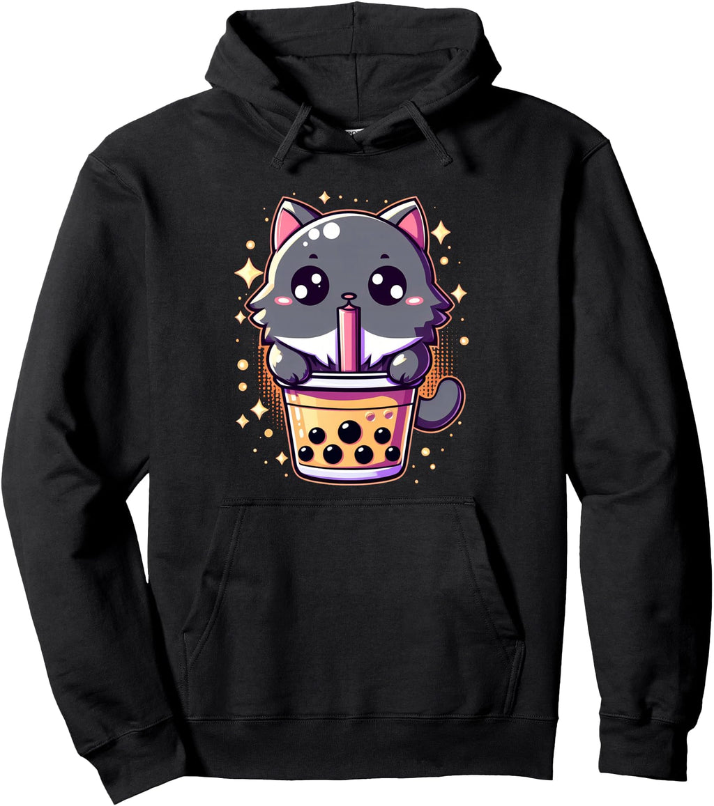 Authentic Kawaii Cat Boba Tea Japanese T-Shirt - Custom Art Print Unisex - T-Shirt, Sweatshirt, Hoodie