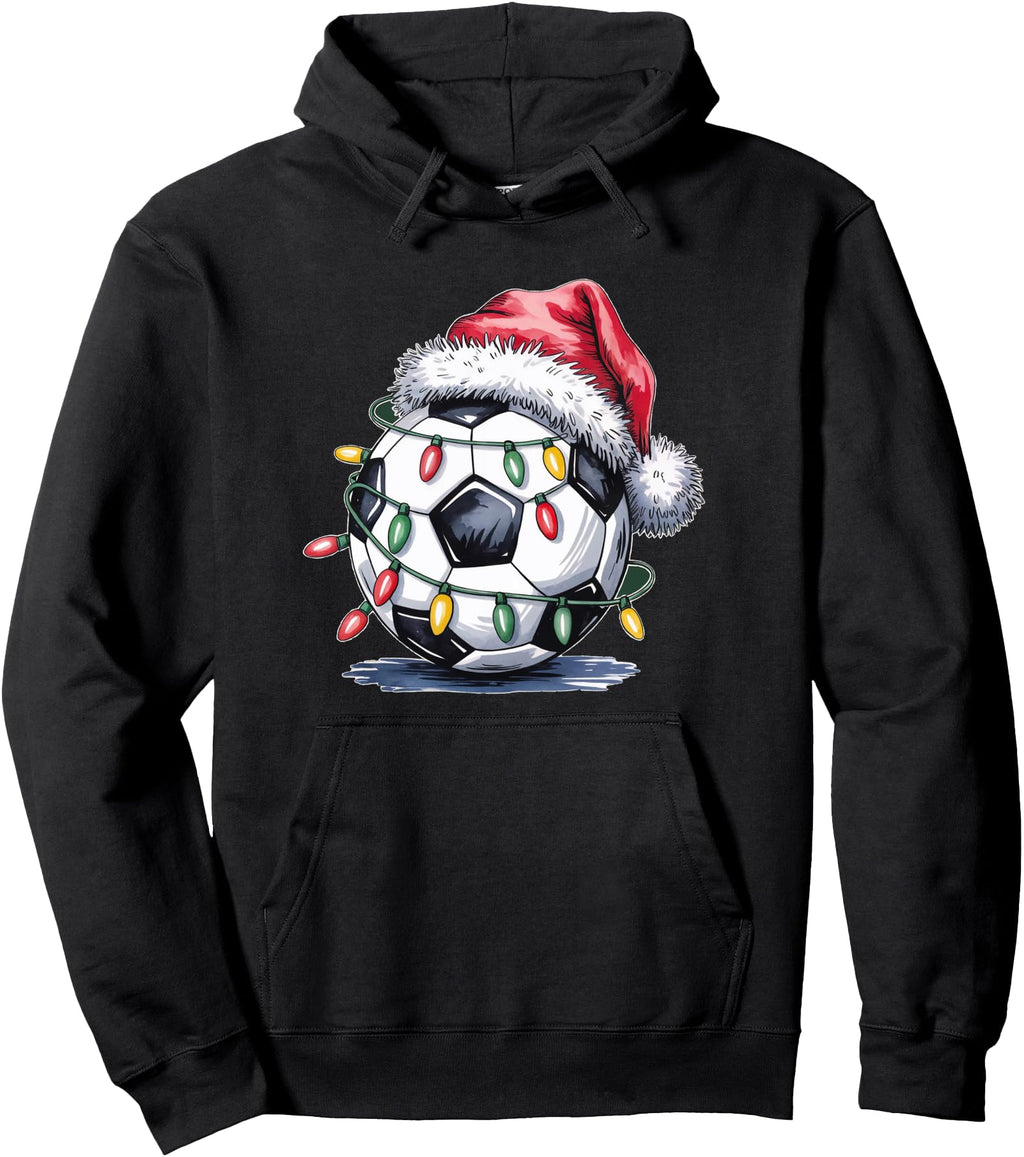 Handcrafted Soccer Santa Lights Hoodie - Fun Novelty Design for Adults - T-Shirt, Sweatshirt, Hoodie