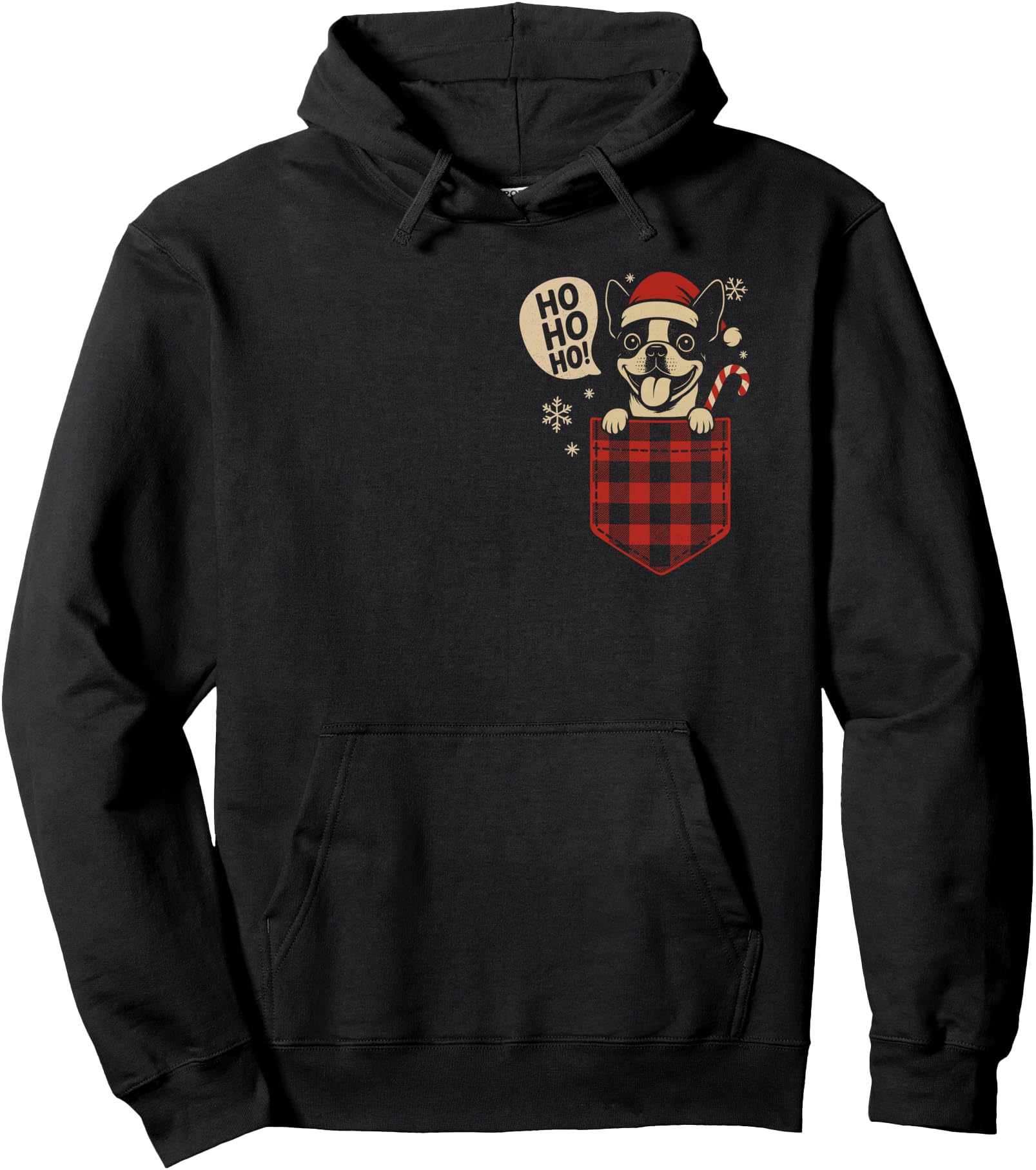 Boston Terrier Dog Pocket Bostie Santa T-Shirt - Graphic Print for Adults - T-Shirt, Sweatshirt, Hoodie