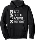 Handcrafted Eat Sleep Anime Repeat Hoodie - Custom Art Print Men Women - T-Shirt, Sweatshirt, Hoodie
