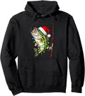 Original Fishing Bass Santa Hat Lights Hoodie - Unique Graphic for Adults - T-Shirt, Sweatshirt, Hoodie