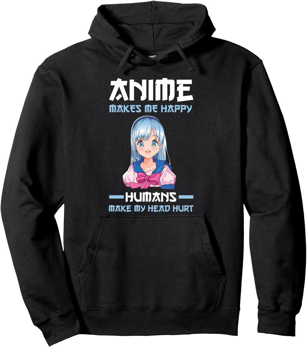 Anime Make Me Happy Anime Artist Hoodie - Minimalist Print Men Women - T-Shirt, Sweatshirt, Hoodie