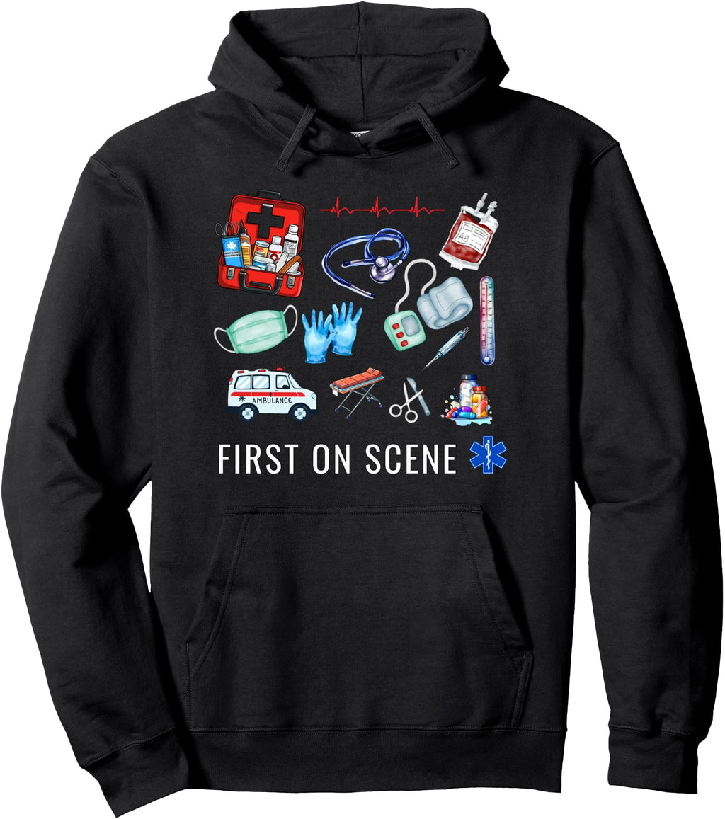 Handcrafted Ems First Scene Emt Sweatshirt - Minimalist Print for Adults - T-Shirt, Sweatshirt, Hoodie