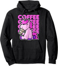 Unicorn Drinking Coffee Kawaii Neko Hoodie - Aesthetic Graphic for Adults - T-Shirt, Sweatshirt, Hoodie